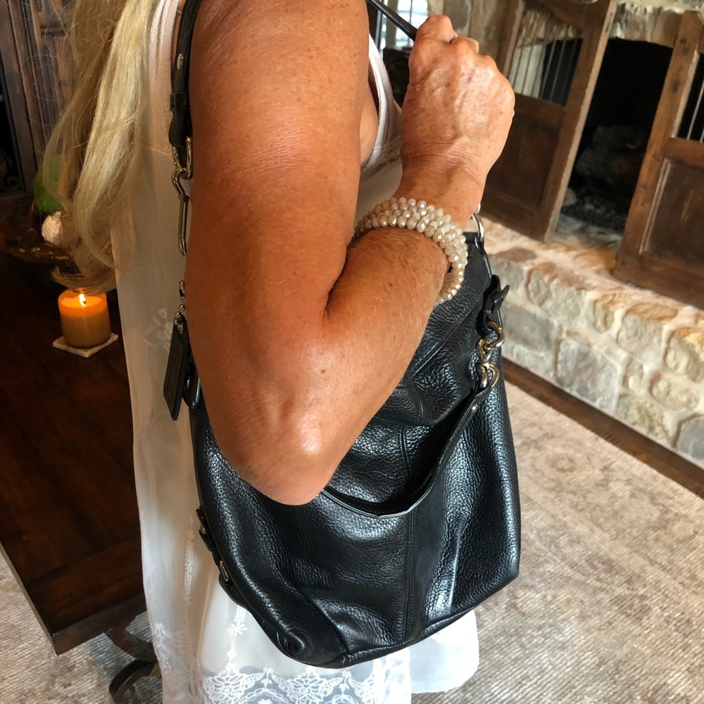 Authentic Medium Black Leather Coach Purse